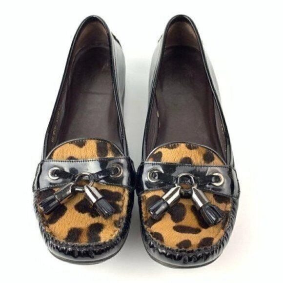 Stuart Weitzman flat 7.5 patent leather calf hair - Picture 1 of 9